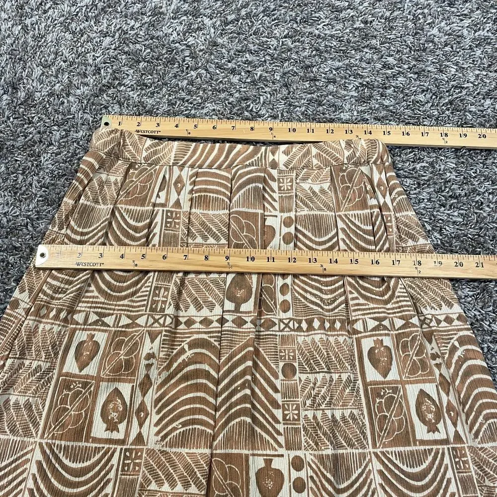 Vintage A Line Mini Skirt Small Brown Tan Tribal Boho Lagenlook Pleated Skater